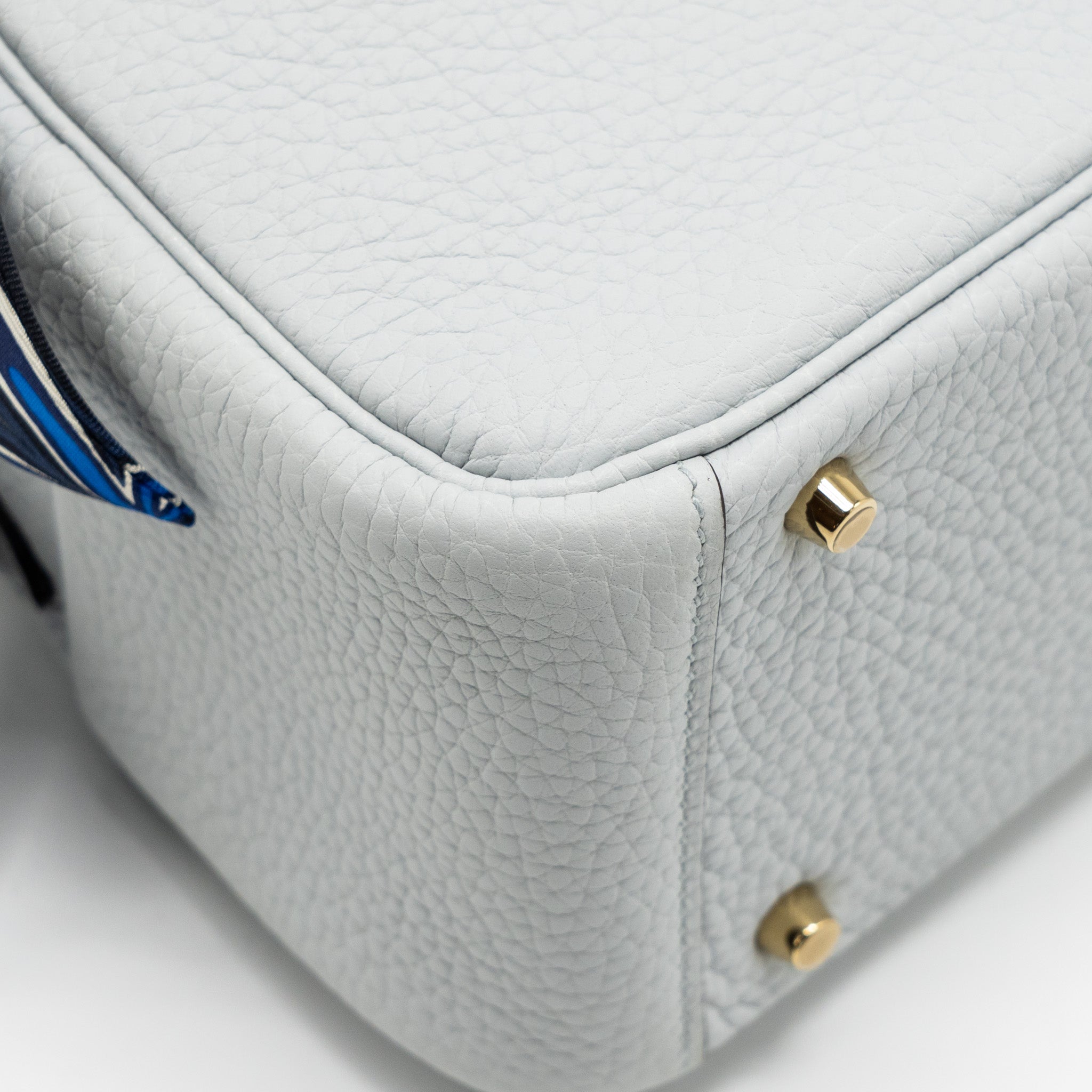 HERMES MINI LINDY CLEMENCE BLEU PALE GHW