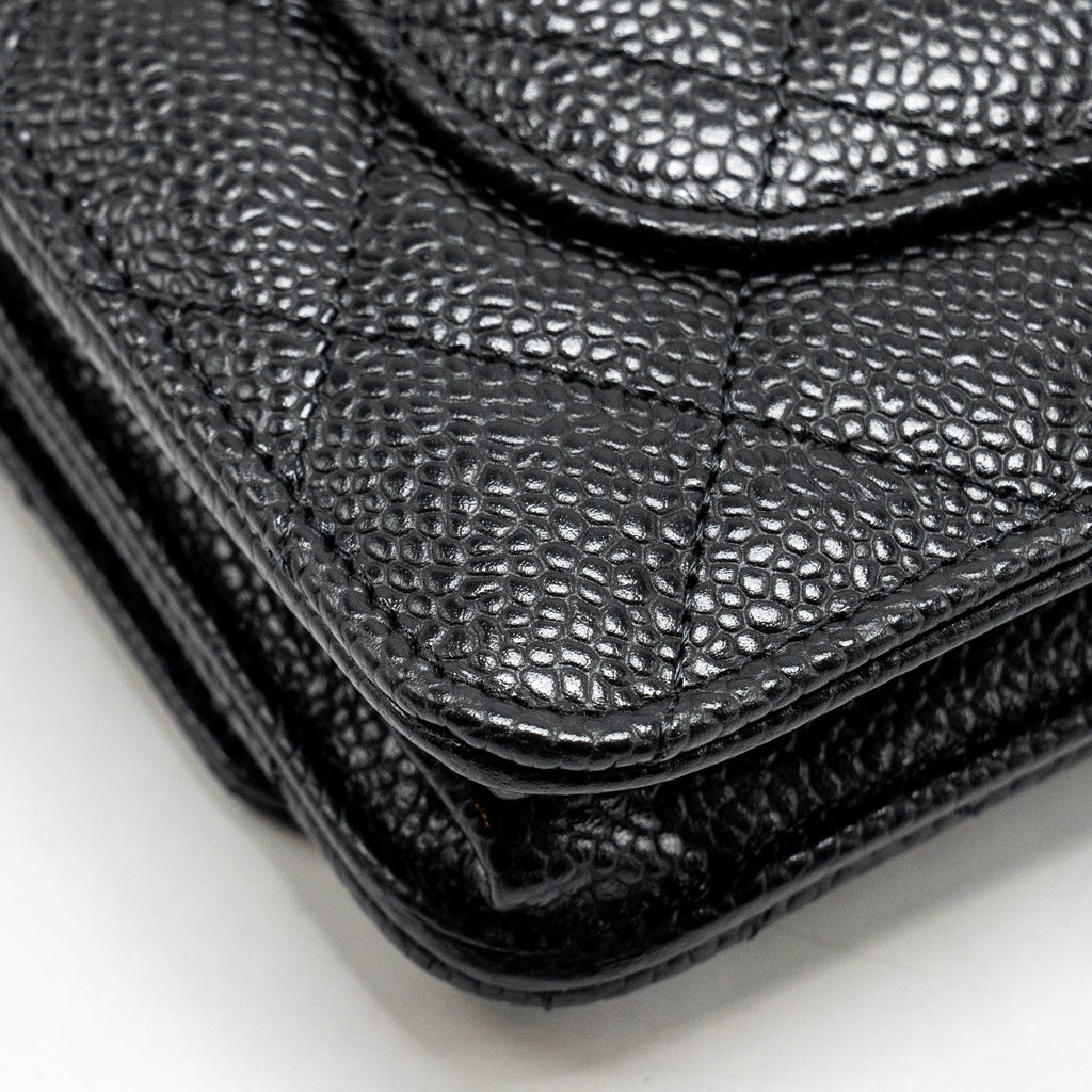 CHANEL CLASSIC WALLET ON CHAIN CAVIAR BLACK GHW (MICROCHIP)