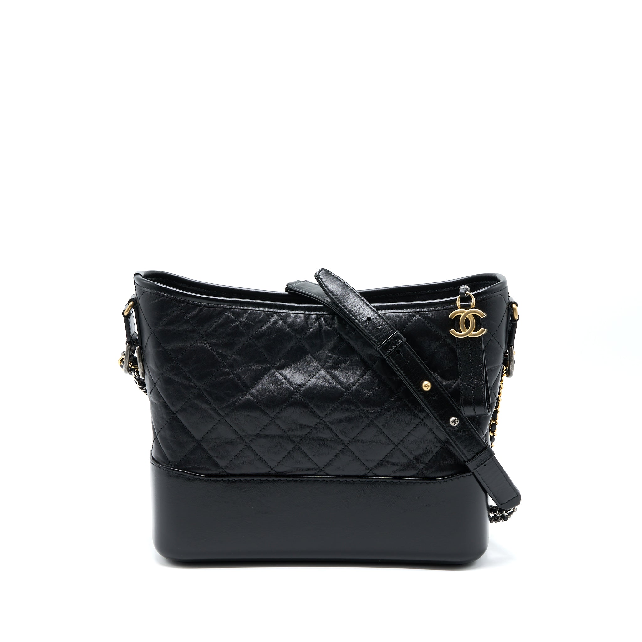 CHANEL LARGE GABRIELLE HOBO BAG AGED CALFSKIN BLACK MULTICOLOUR HARDWARE