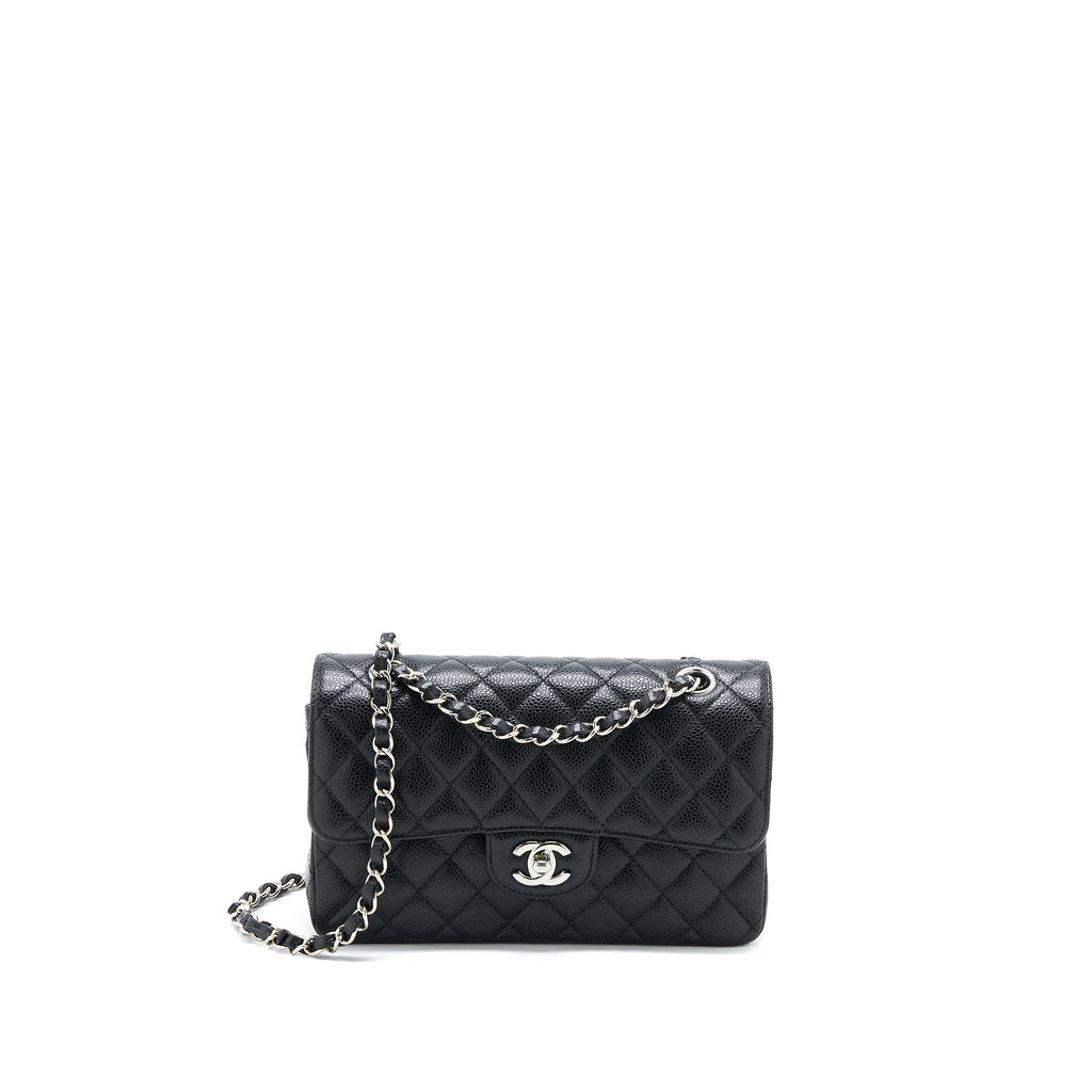 CHANEL SMALL CLASSIC FLAP BAG CAVIAR BLACK SHW