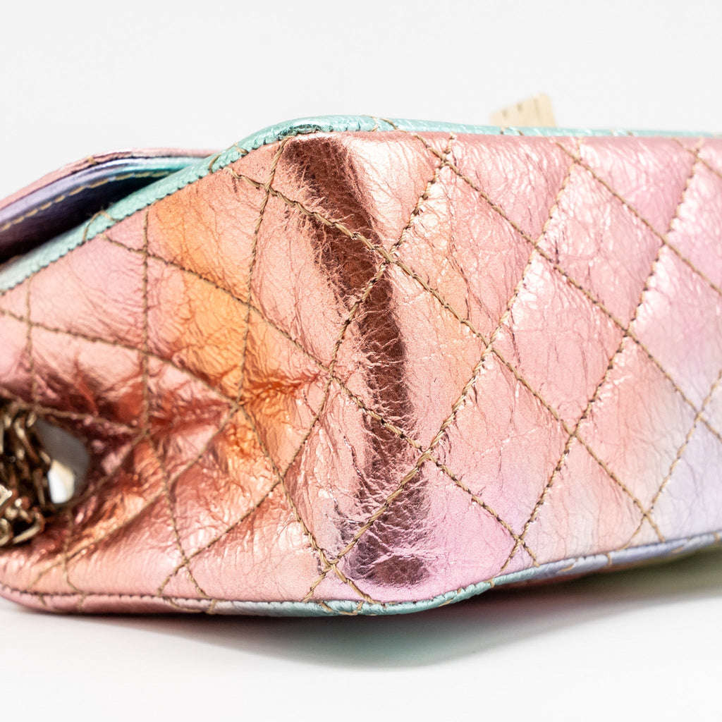 CHANEL 20A MINI 2.55 REISSUE FLAP BAG GOATSKIN LEATHER RAINBOW MULTICOLOR OMBRÉ LGHW