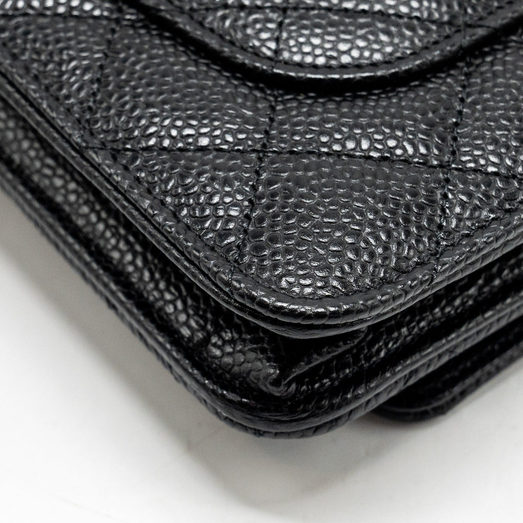 CHANEL CLASSIC WALLET ON CHAIN CAVIAR BLACK GHW (MICROCHIP)