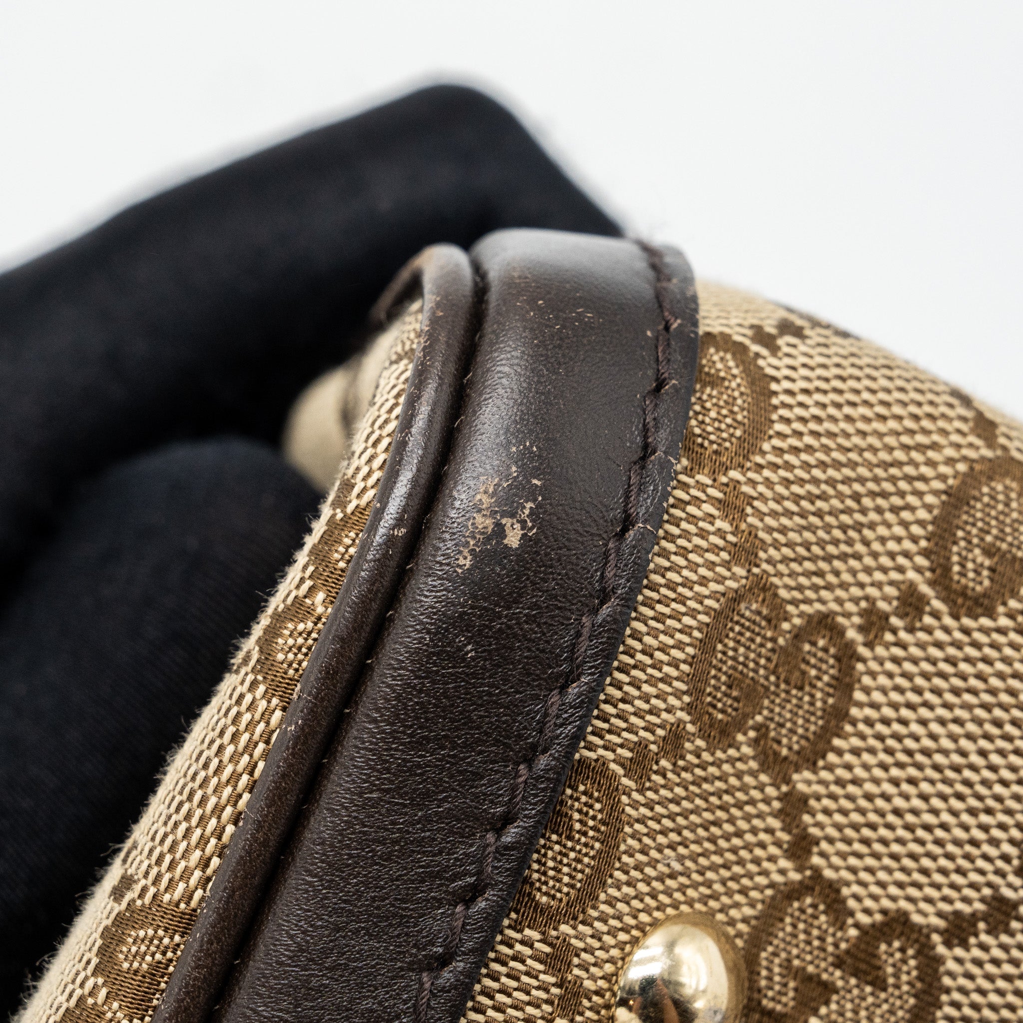 GUCCI BOSTON BAG GG SUPREME CANVAS BROWN LGHW