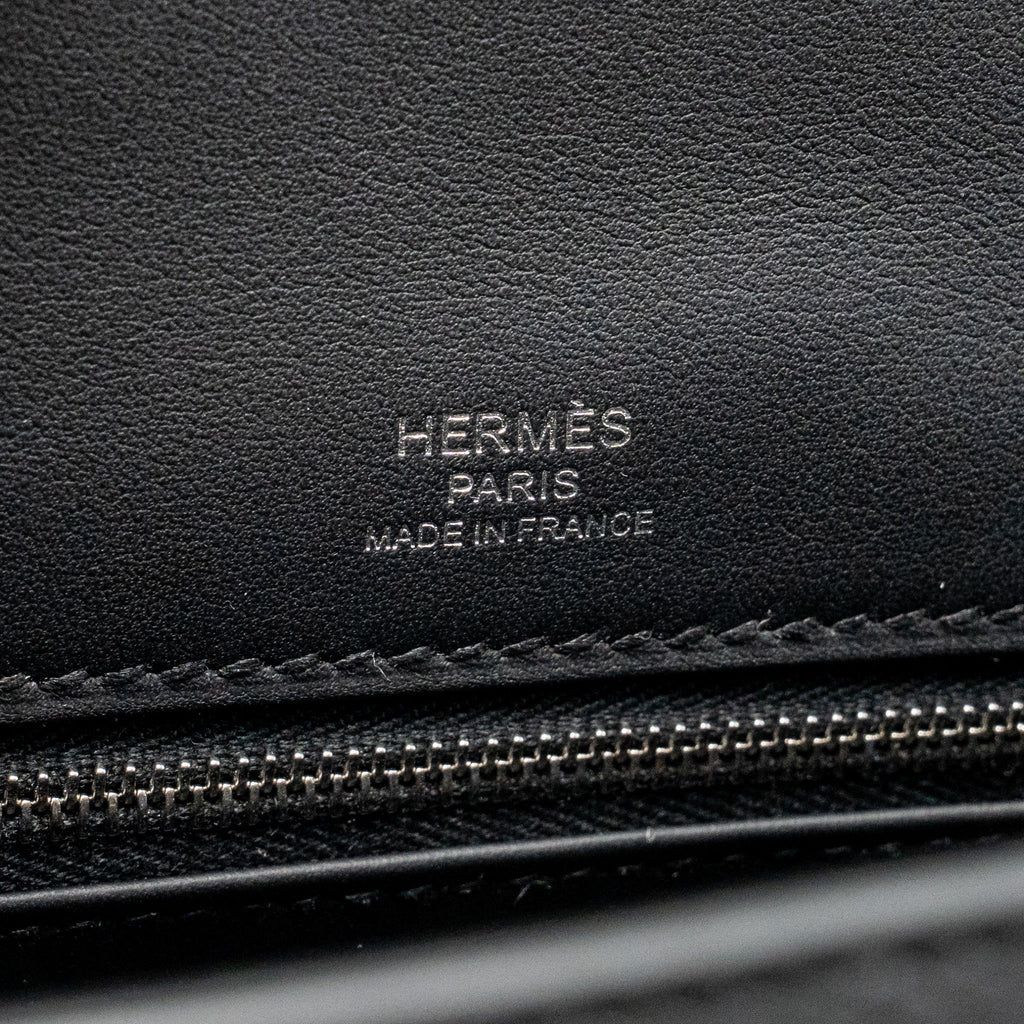 HERMES KELLY 25 SELLIER TOILE H/SWIFT ECRU-BLACK/BLACK SHW