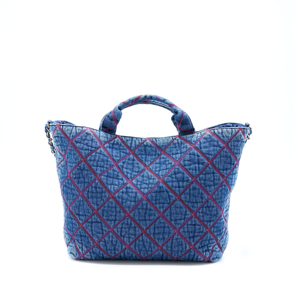 CHANEL COCO BEACH DENIM TOTE BAG SHW (MICROCHIP)