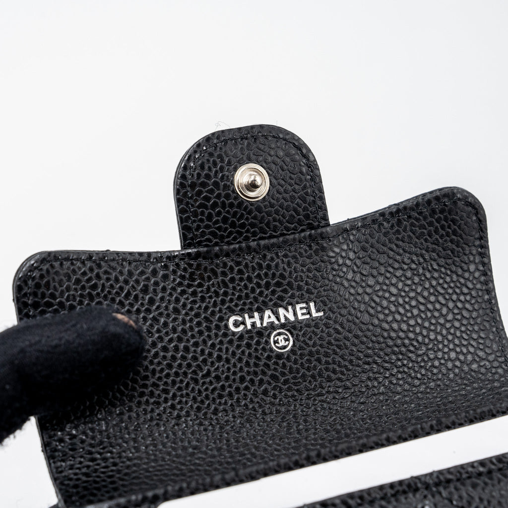 CHANEL CLASSIC FLAP CARD HOLDER CAVIAR BLACK SHW (MICROCHIP)
