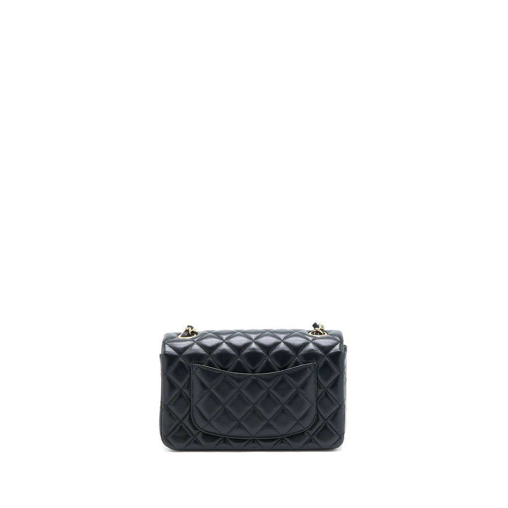 CHANEL CLASSIC MINI RECTANGULAR FLAP BAG LAMBSKIN BLACK LGHW (MICROCHIP)