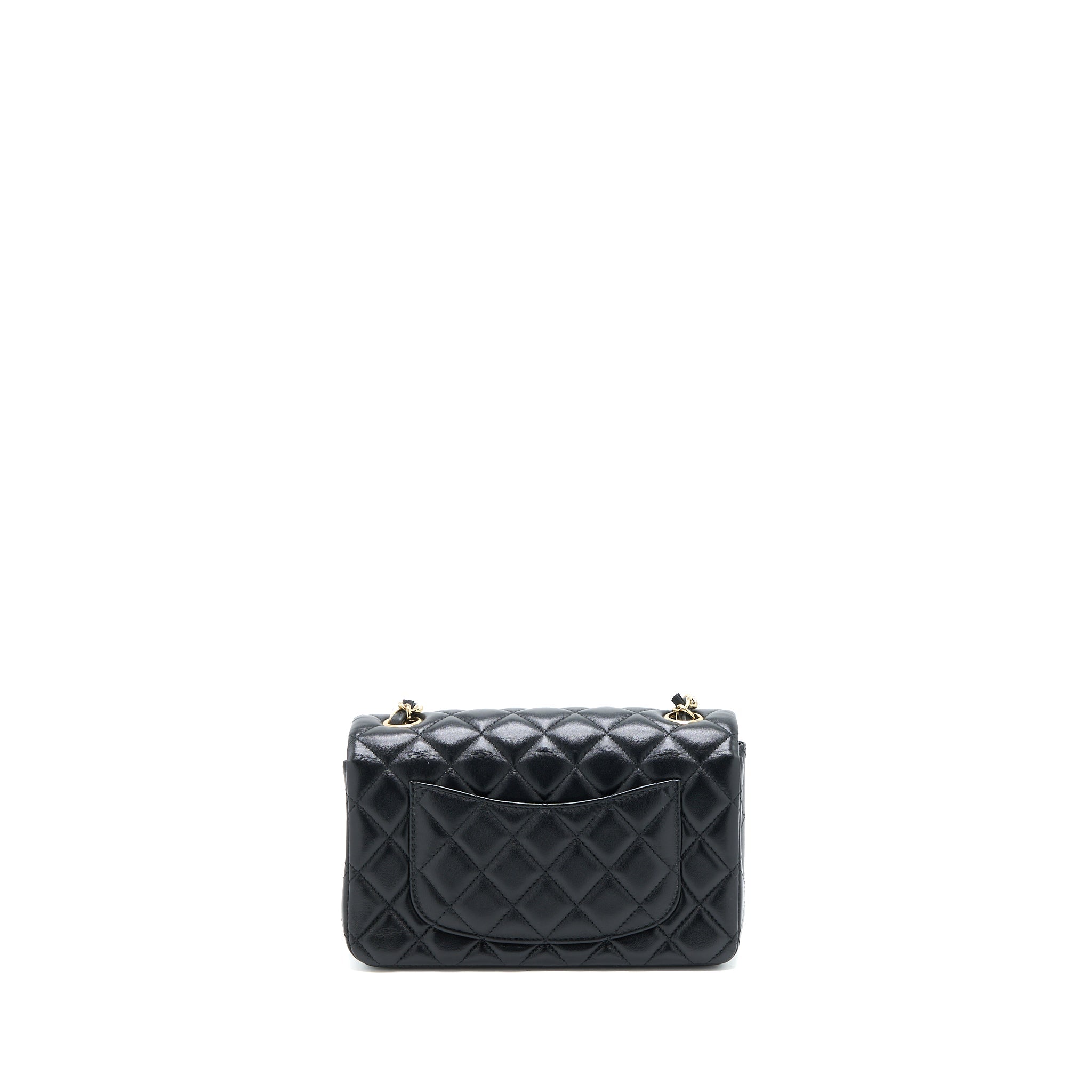 CHANEL CLASSIC MINI RECTANGULAR FLAP BAG LAMBSKIN BLACK LGHW (MICROCHIP)