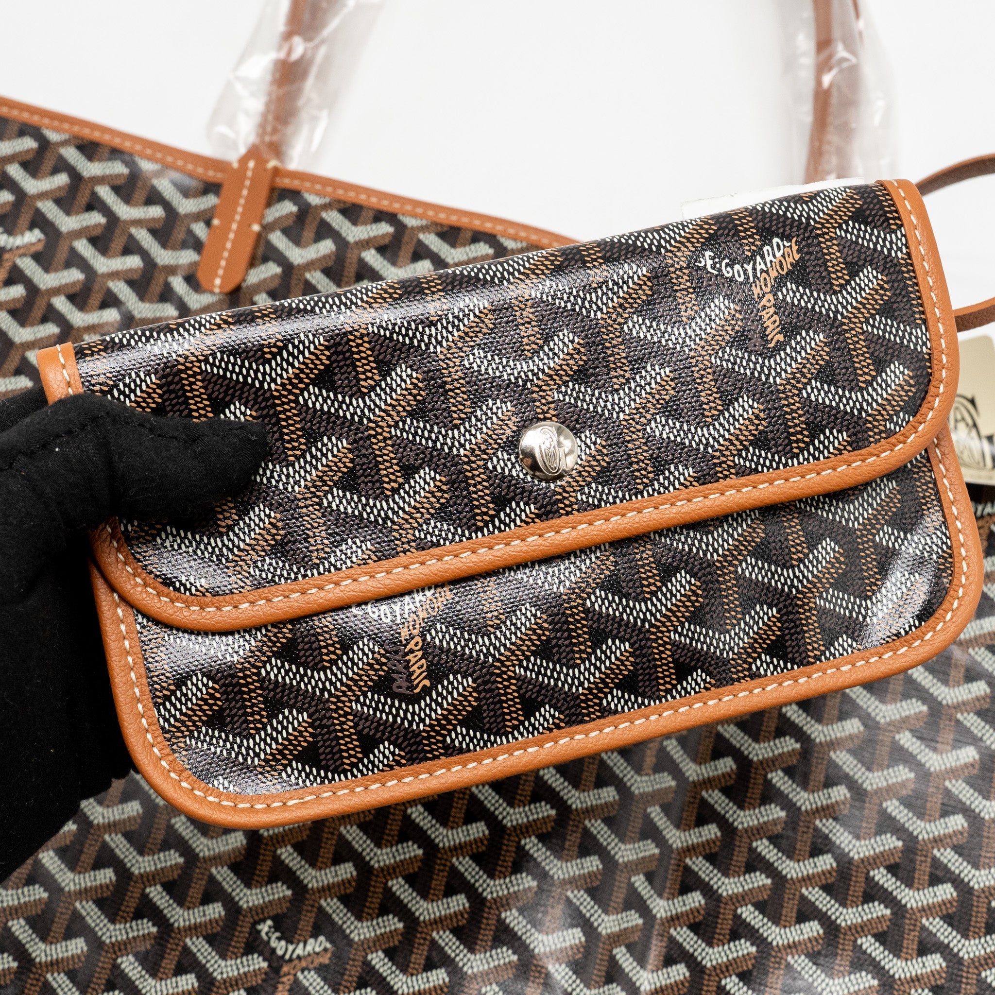 GOYARD SAINT LOUIS GM TOTE GOYARDINE CANVAS BLACK/BROWN SHW