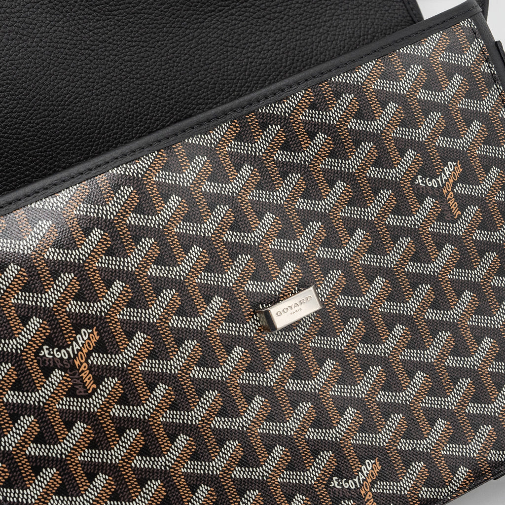 GOYARD BELVEDERE MM MESSANGER BAG GOYARDLINE CANVAS / CALFSKIN BLACK SHW