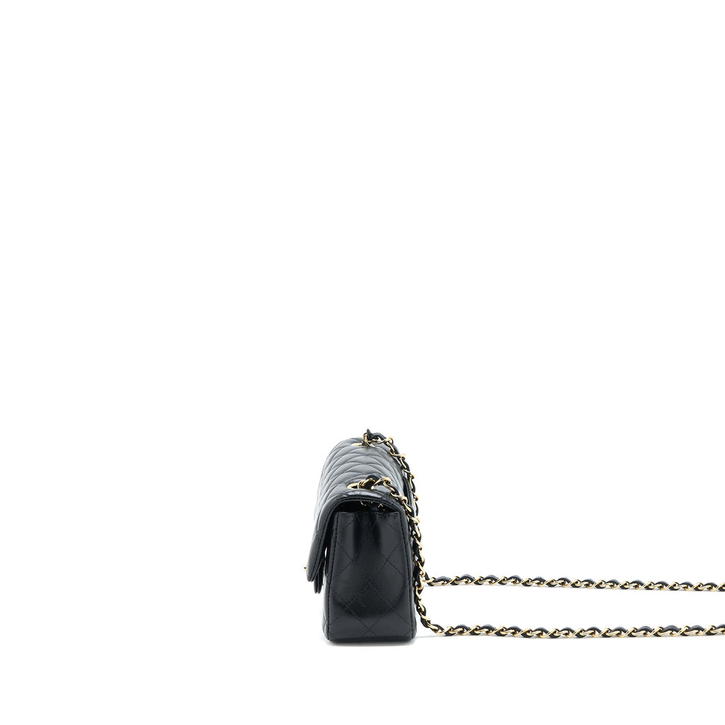 CHANEL CLASSIC MINI RECTANGULAR FLAP BAG LAMBSKIN BLACK LGHW (MICROCHIP)