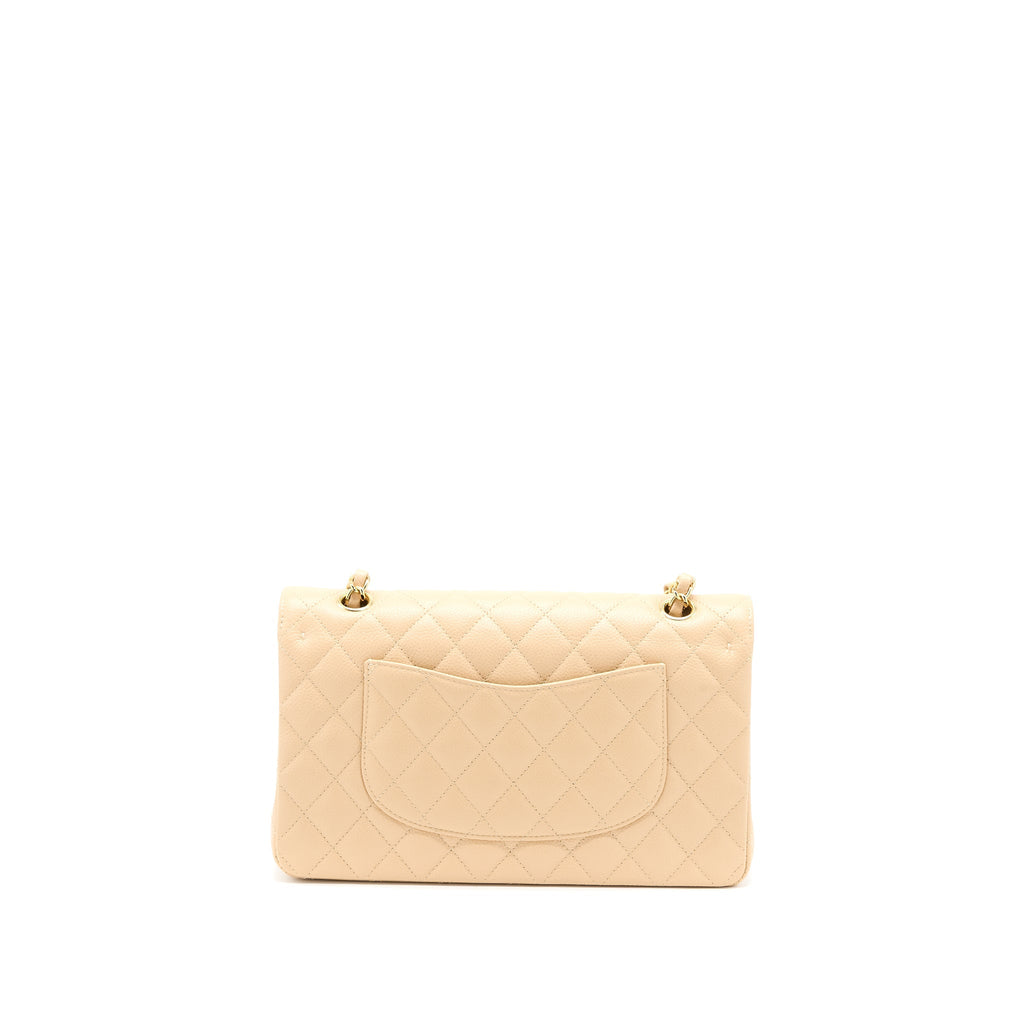 CHANEL MEDIUM CLASSIC DOUBLE FLAP BAG CAVIAR BEIGE GHW