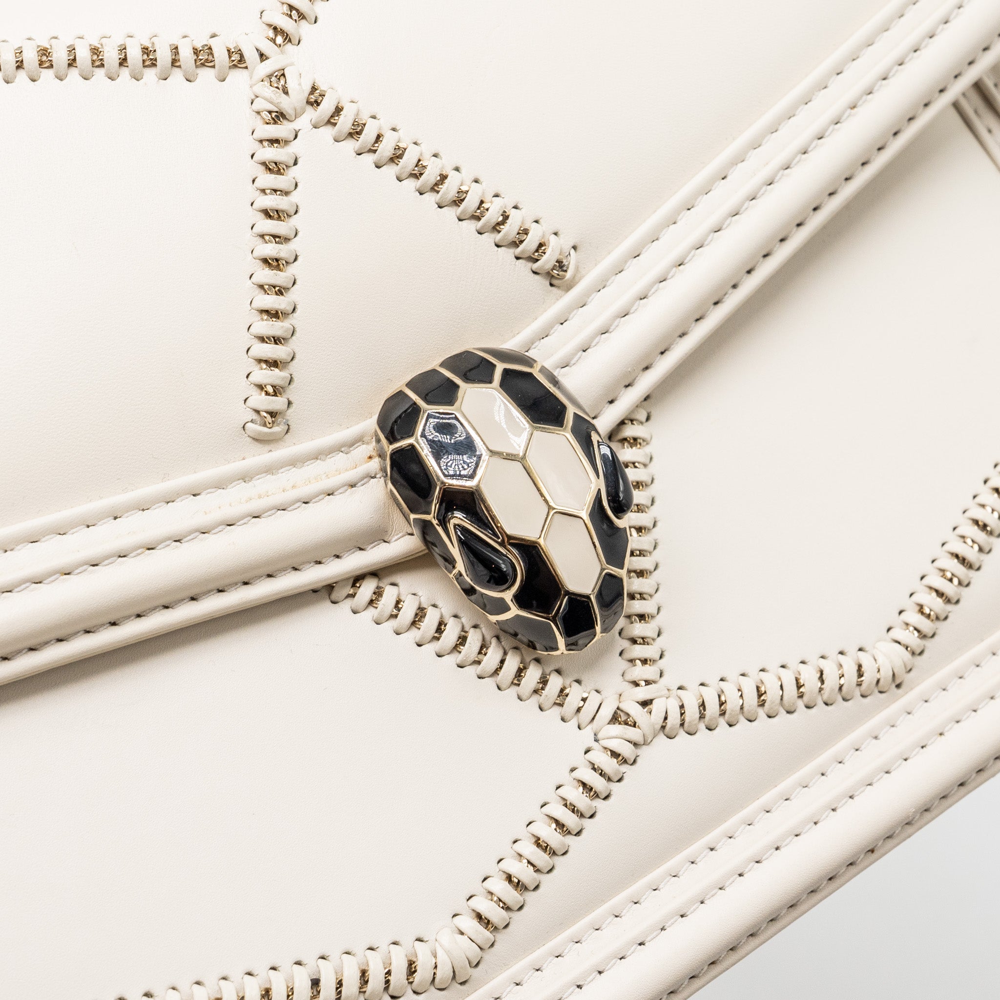 BVLGARI SERPENTI FLAP CHAIN BAG CALFSKIN LIMITED EDITION WHITE LGHW