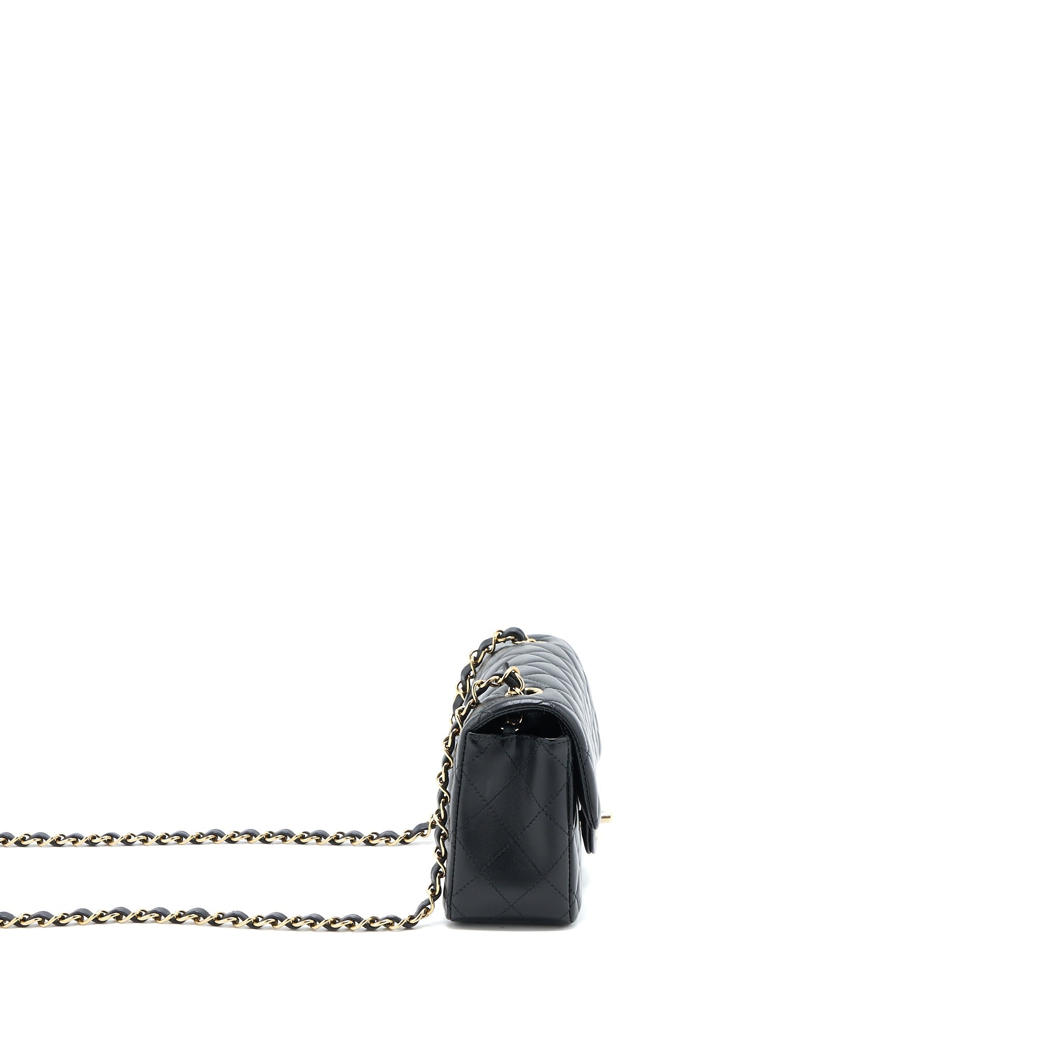 CHANEL CLASSIC MINI RECTANGULAR FLAP BAG LAMBSKIN BLACK LGHW (MICROCHIP)
