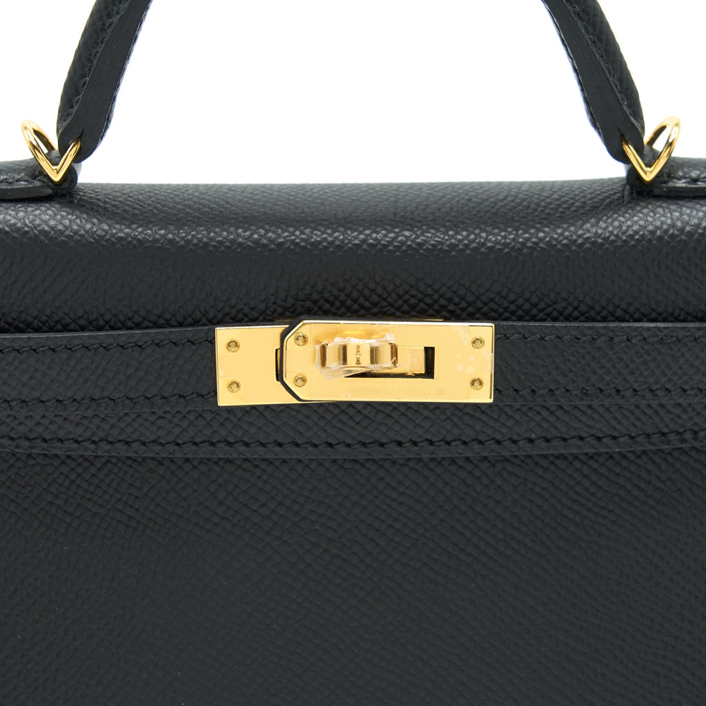 HERMES MINI KELLY Ⅱ EPSOM BLACK GHW