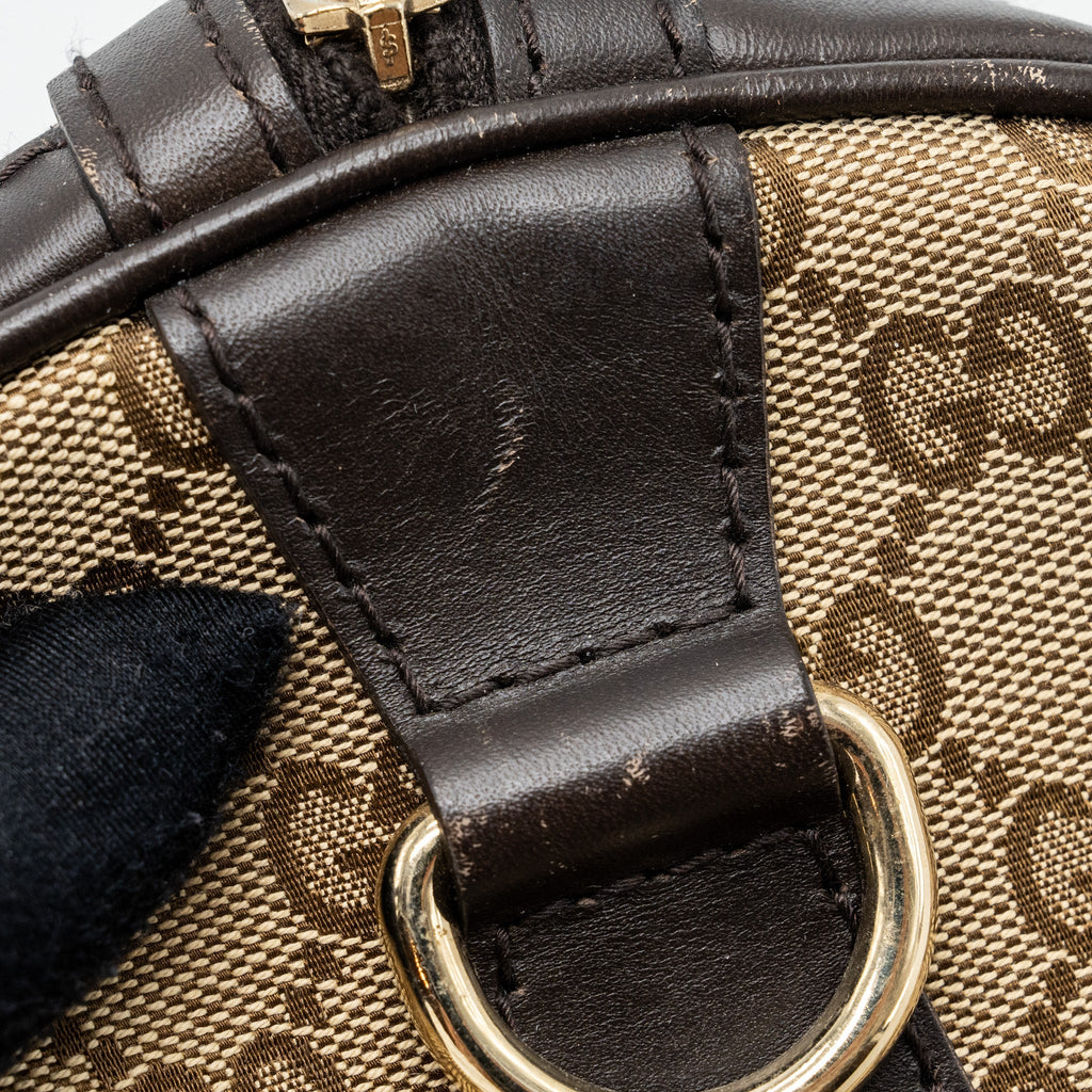 GUCCI BOSTON BAG GG SUPREME CANVAS BROWN LGHW