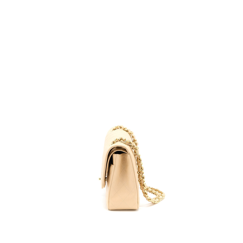 CHANEL MEDIUM CLASSIC DOUBLE FLAP BAG CAVIAR BEIGE GHW