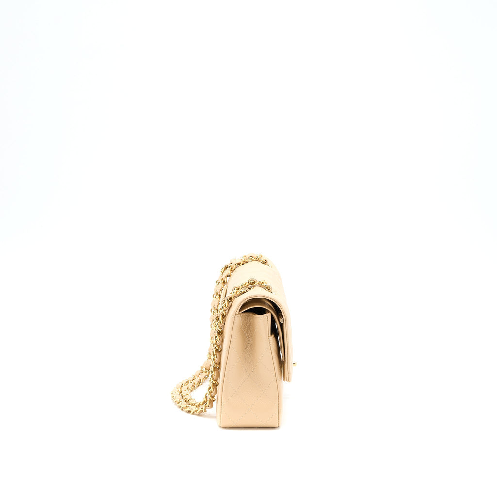 CHANEL MEDIUM CLASSIC DOUBLE FLAP BAG CAVIAR BEIGE GHW