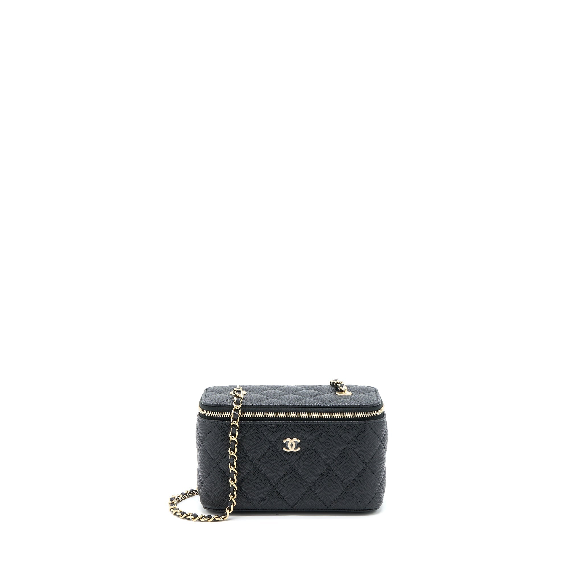 CHANEL LONG VANITY CASE CAVIAR BLACK LGHW (MICROCHIP)
