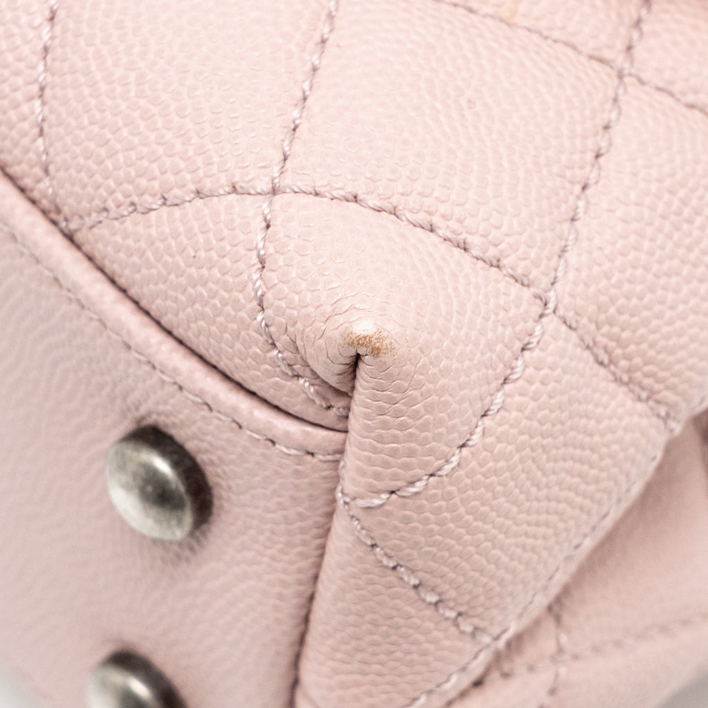 CHANEL SMALL COCO HANDLE CAVIAR PINK RUTHENIUM SHW