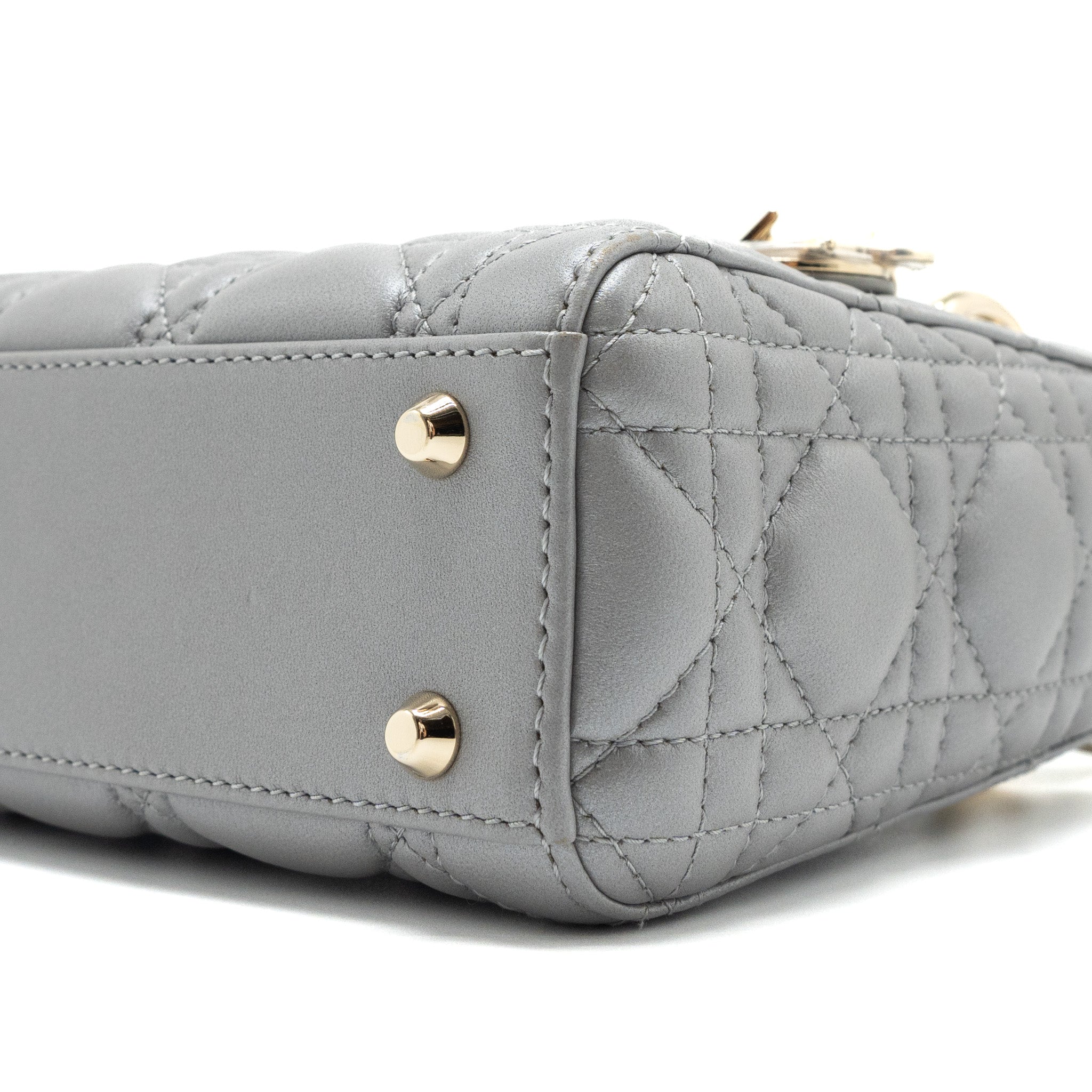 DIOR MINI LADY DIOR LAMBSKIN GREY LGHW
