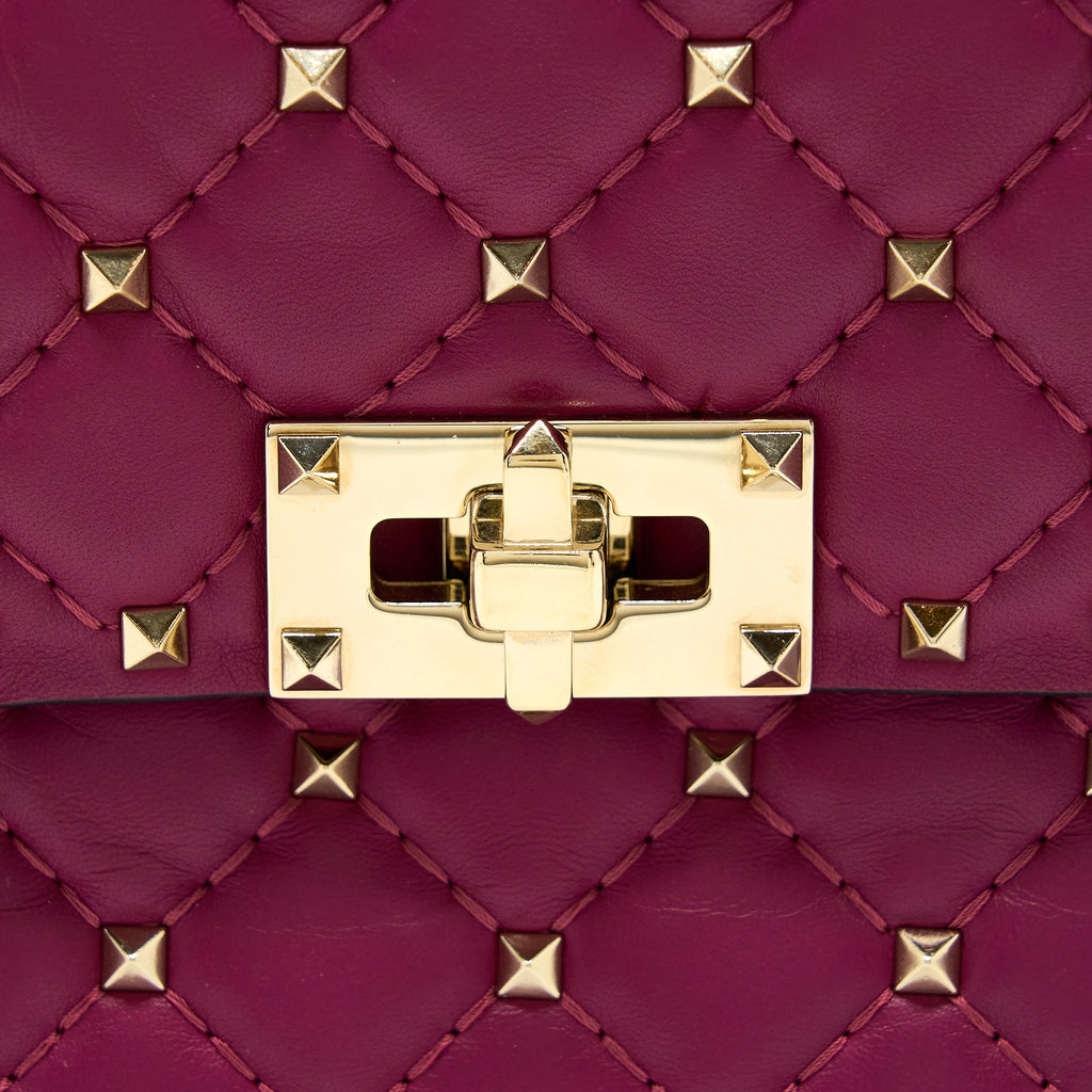 VALENTINO ROCKSTUD SPIKE BAG NAPA PINK GHW
