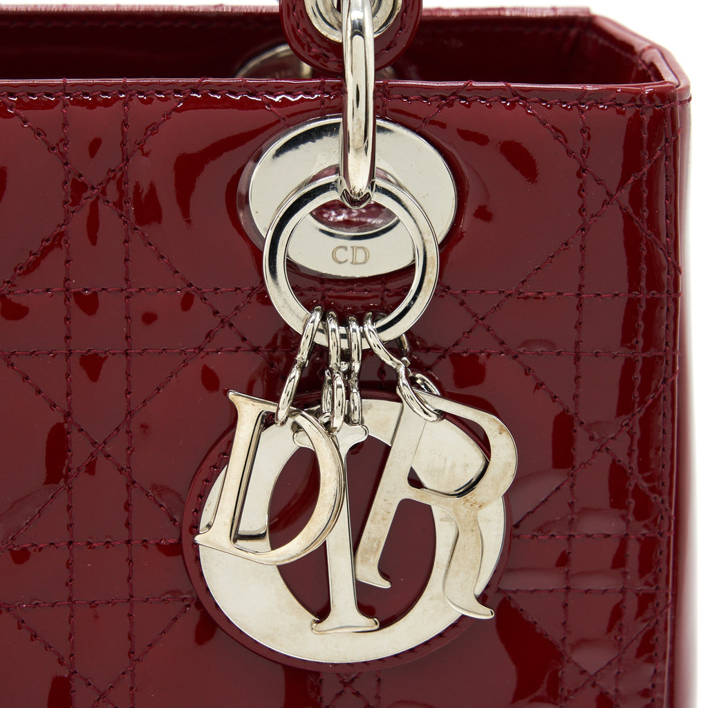 DIOR MEDIUM LADY DIOR PATENT RED SHW