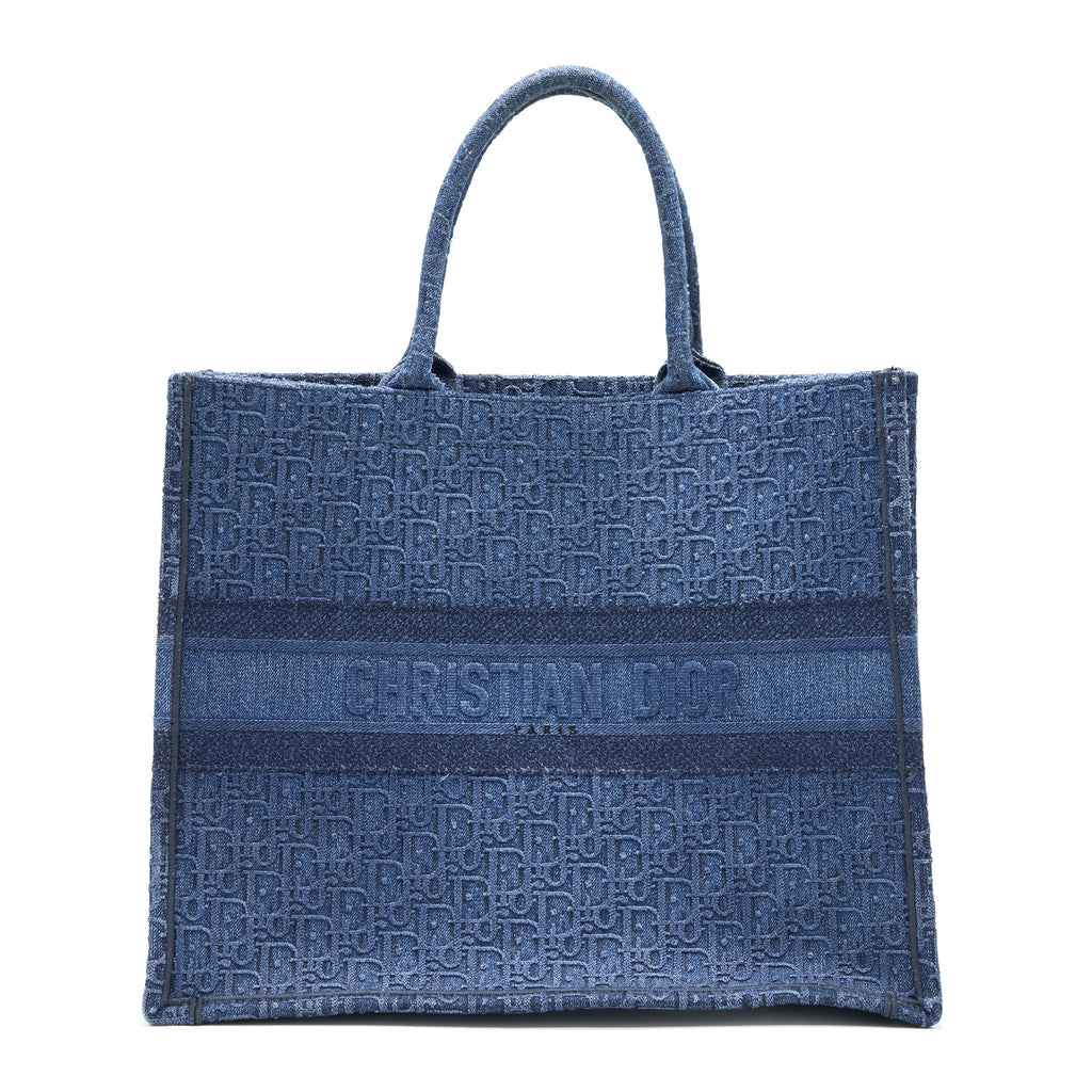 DIOR DENIM DIOR LOGO PRINT BOOK TOTE