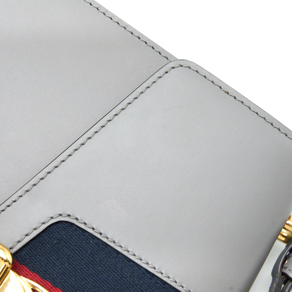 GUCCI SMALL SYLVIE SHOULDER BAG CALFSKIN GREY GHW