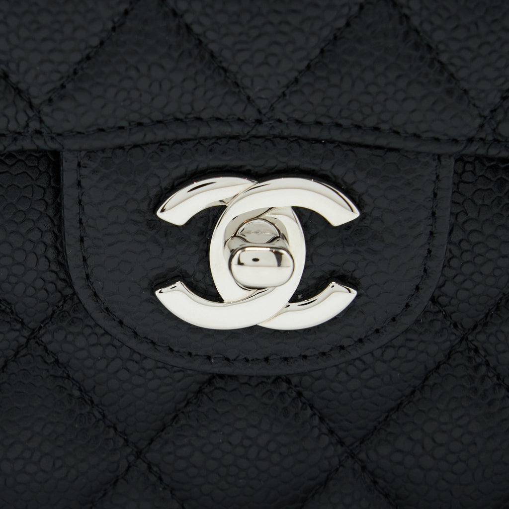 CHANEL SMALL CLASSIC FLAP BAG CAVIAR BLACK SHW(MICROCHIP)