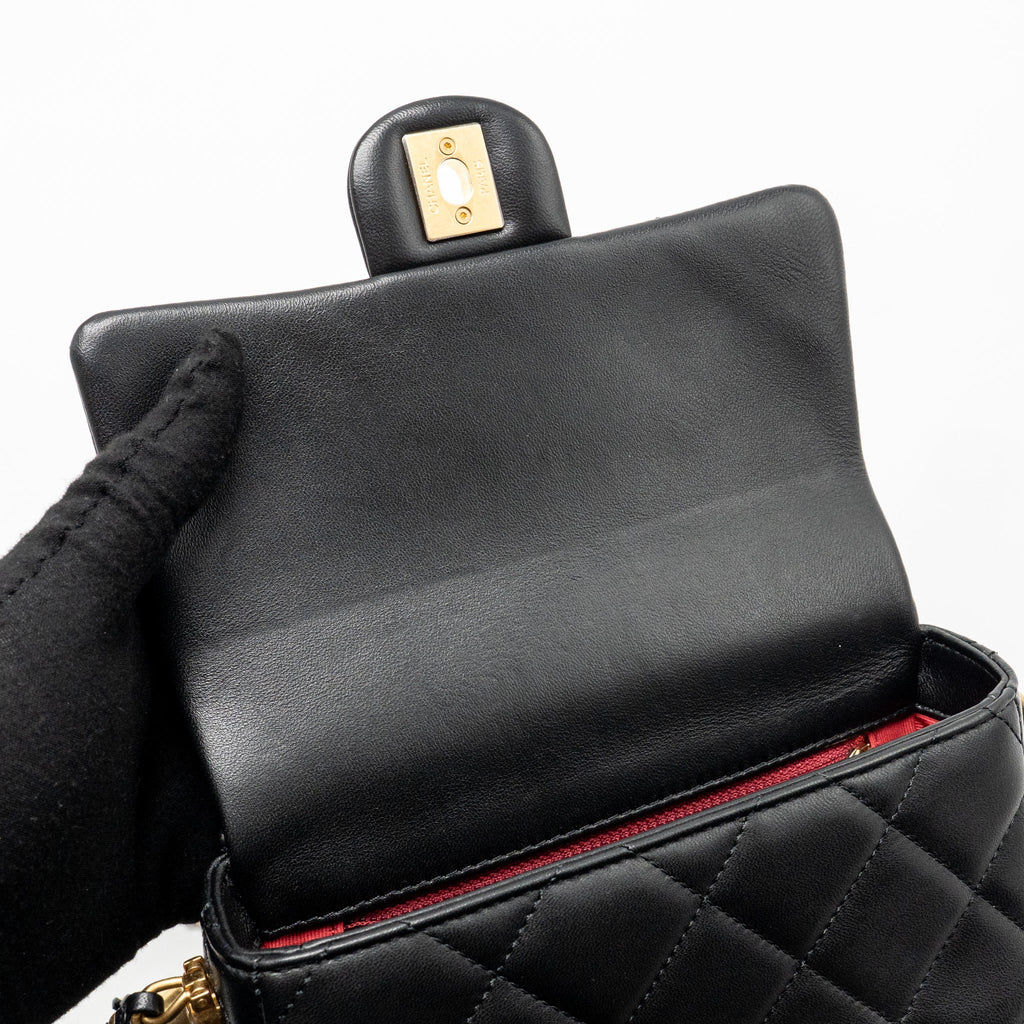 CHANEL MY PERFECT MINI FLAP BAG LAMBSKIN BLACK GHW (MICROCHIP)