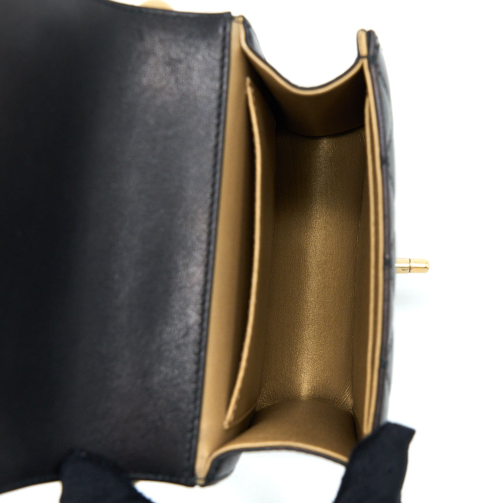 CHANEL VERTICAL PEARL FLAP BAG GOATSKIN BLACK BRUSHED GHW