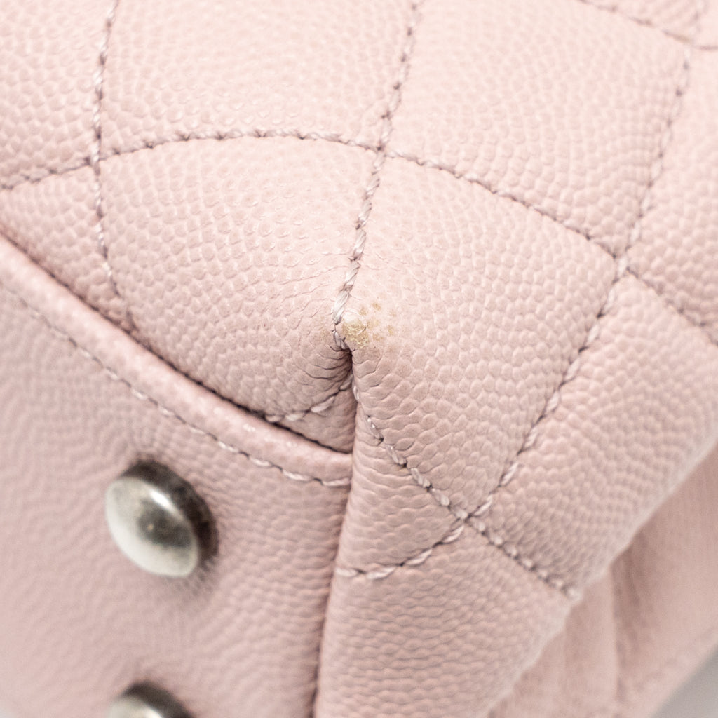 CHANEL SMALL COCO HANDLE CAVIAR PINK RUTHENIUM SHW