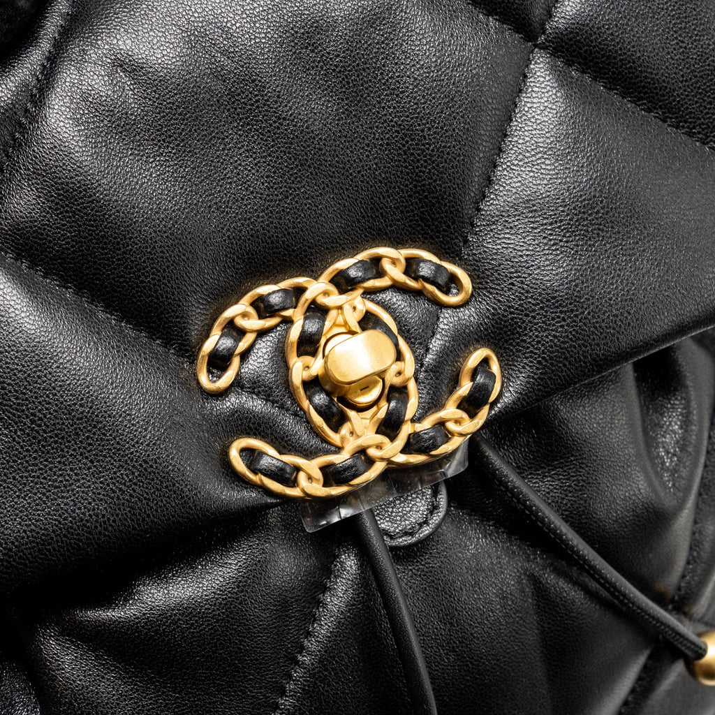 CHANEL 24C 19 BACKPACK LAMBSKIN BLACK MULTICOLOUR HARDWARE (MICROCHIP)