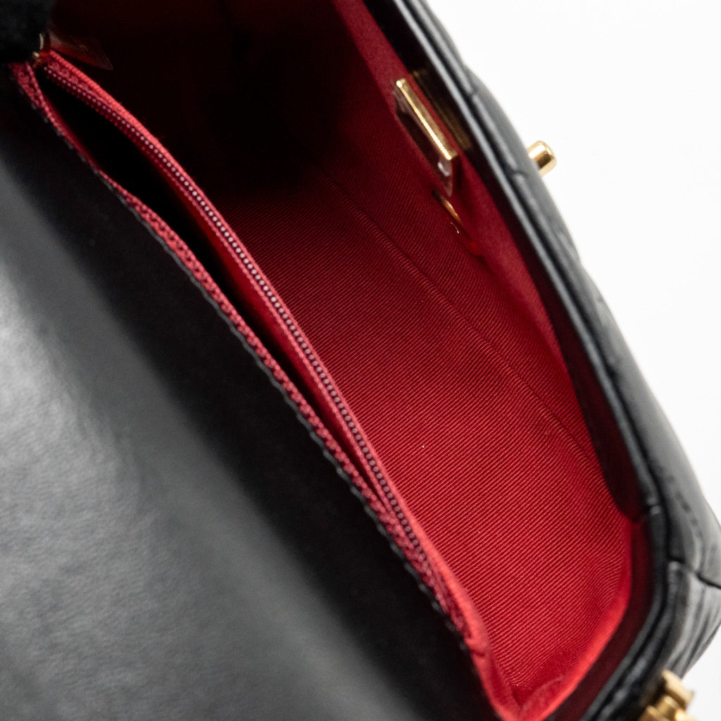 CHANEL MY PERFECT MINI FLAP BAG LAMBSKIN BLACK GHW (MICROCHIP)
