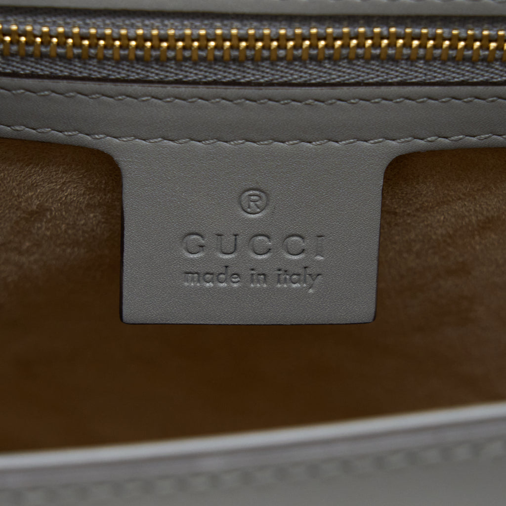 GUCCI SMALL SYLVIE SHOULDER BAG CALFSKIN GREY GHW