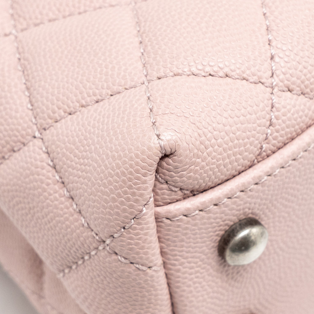 CHANEL SMALL COCO HANDLE CAVIAR PINK RUTHENIUM SHW