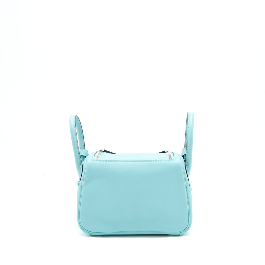 HERMES MINI LINDY SWIFT LEATHER 3P BLUE ATOLL SHW