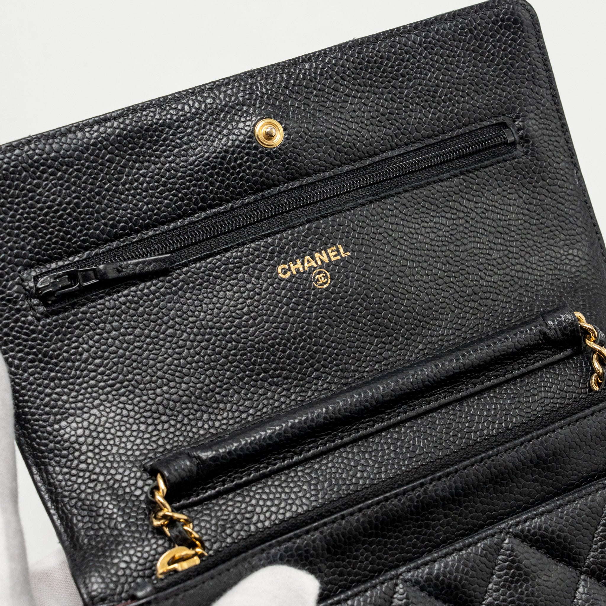 CHANEL CLASSIC WALLET ON CHAIN CAVIAR BLACK GHW