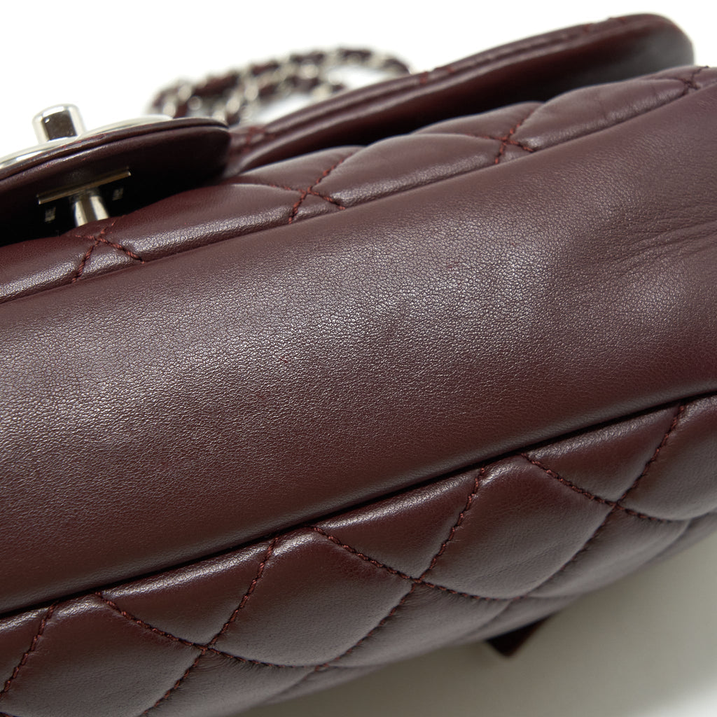 CHANEL COCO RAIN FLAP BAG LAMBSKIN BURGUNDY SHW