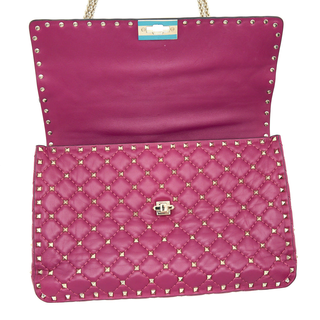 VALENTINO ROCKSTUD SPIKE BAG NAPA PINK GHW
