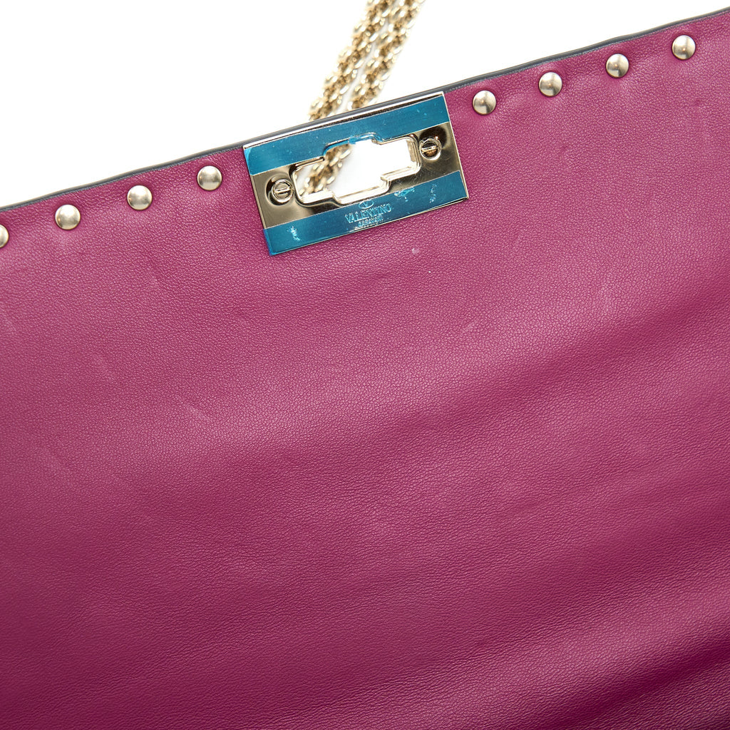 VALENTINO ROCKSTUD SPIKE BAG NAPA PINK GHW