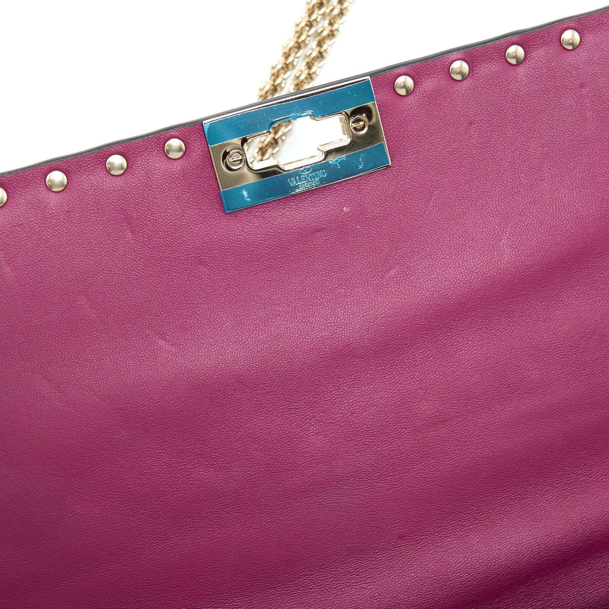 VALENTINO ROCKSTUD SPIKE BAG NAPA PINK GHW
