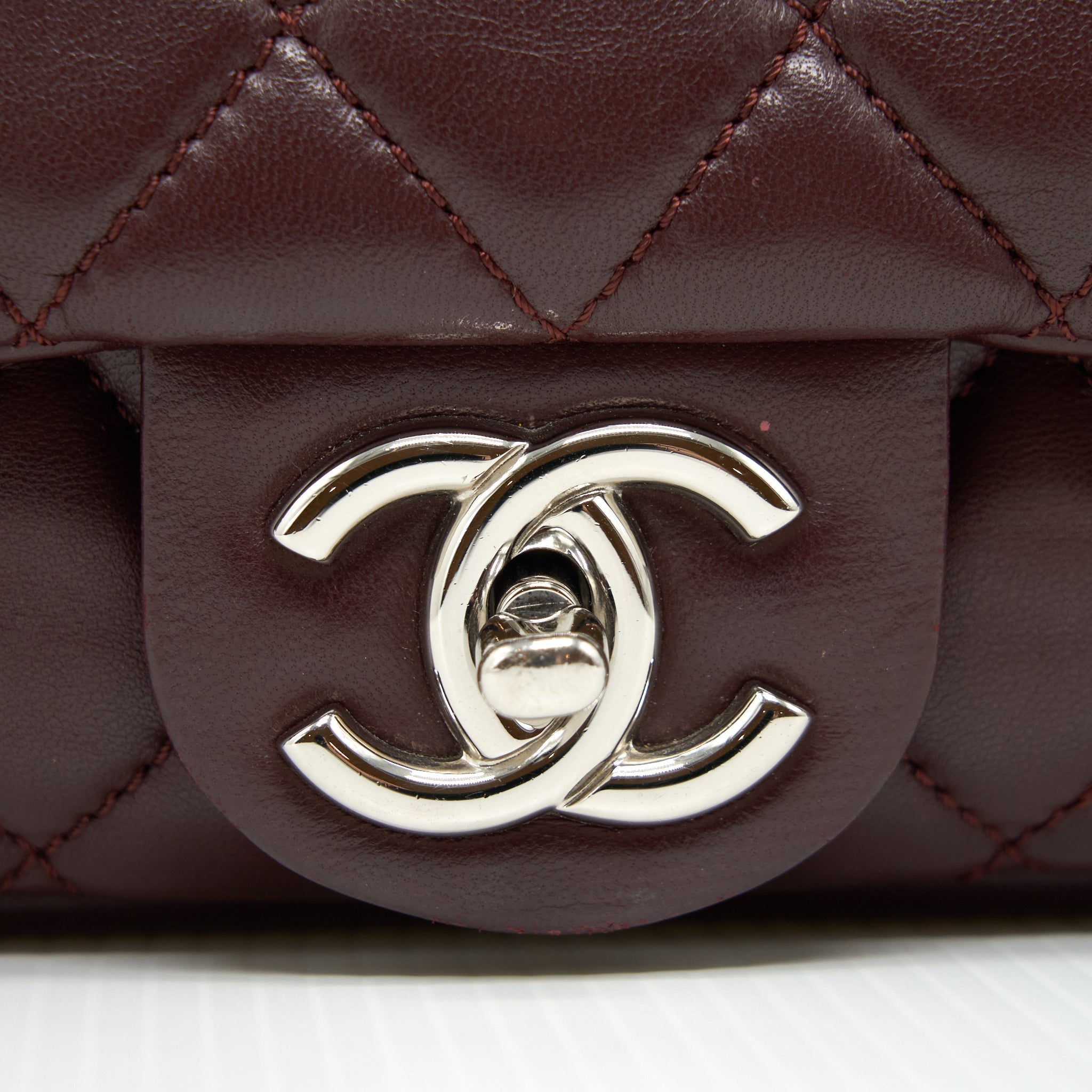 CHANEL COCO RAIN FLAP BAG LAMBSKIN BURGUNDY SHW