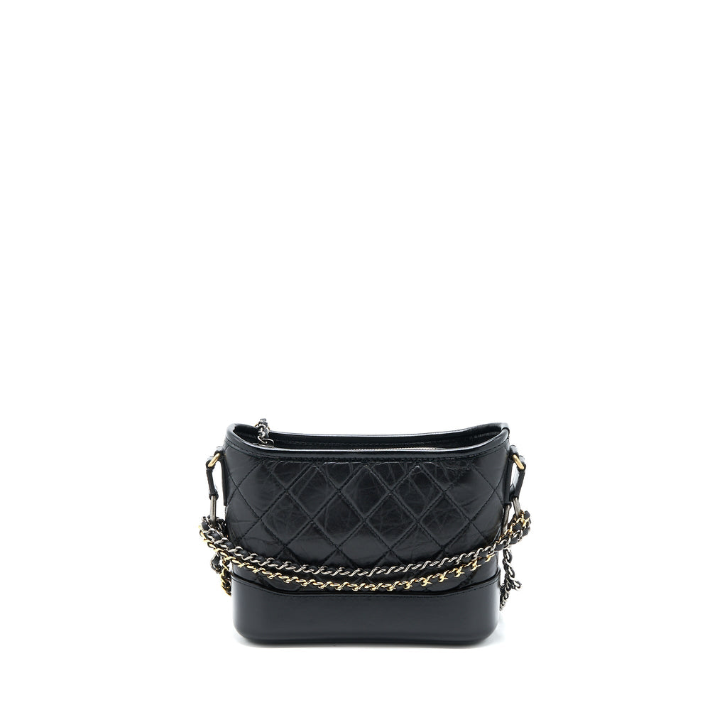CHANEL SMALL GABRIELLE HOBO BAG AGED CALFSKIN BLACK MULTICOLOUR HARDWARE