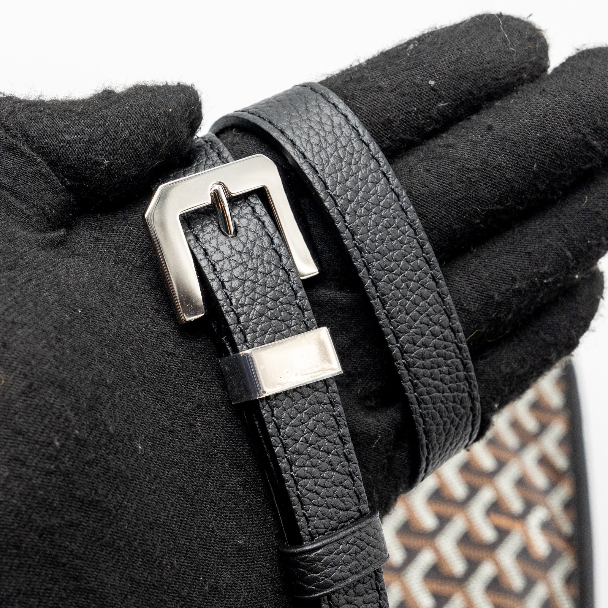 GOYARD BELVEDERE MM MESSANGER BAG GOYARDLINE CANVAS / CALFSKIN BLACK SHW