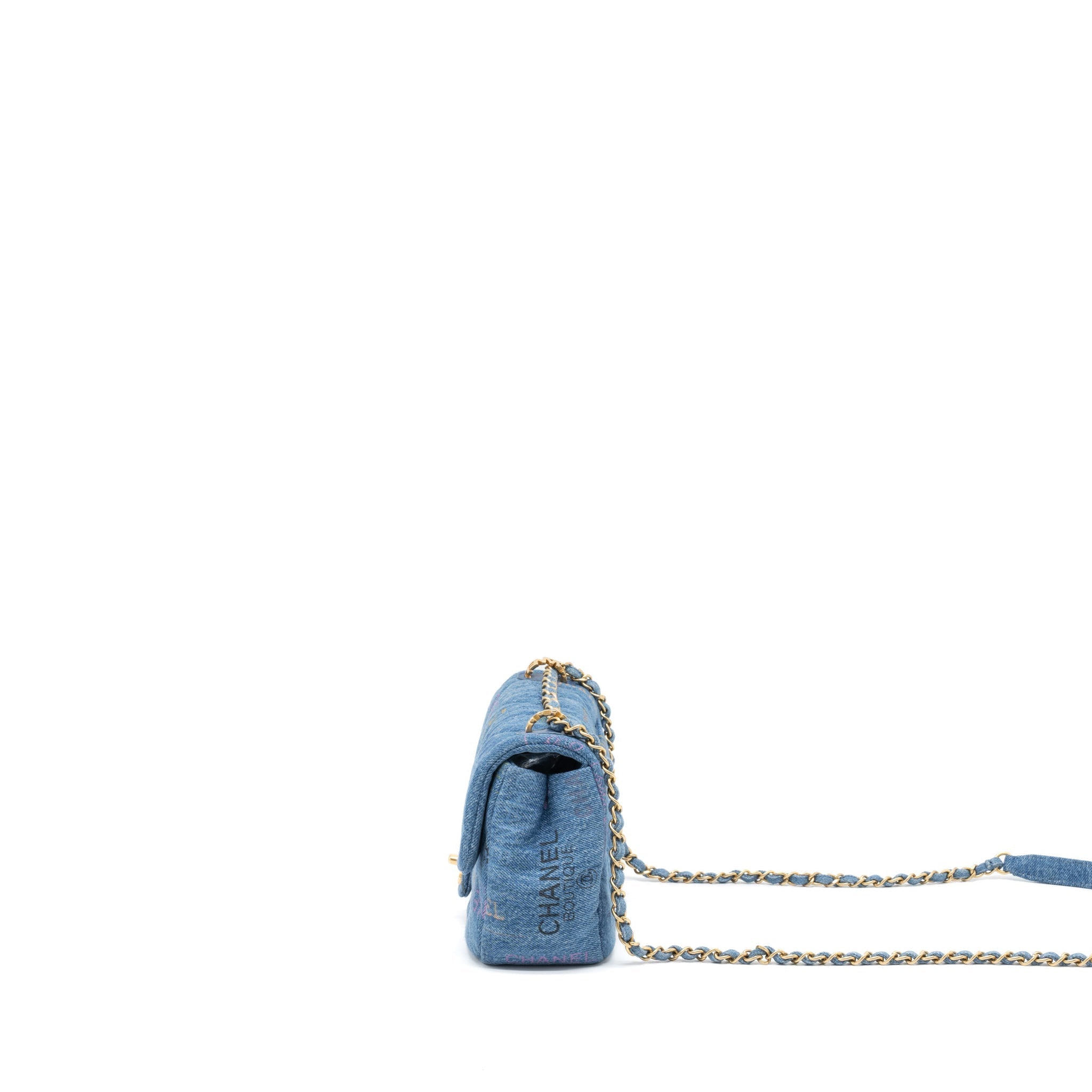 CHANEL 22P BLUE DENIM FLAP BAG DENIM BLUE BRUSHED GHW (MICROCHIP)