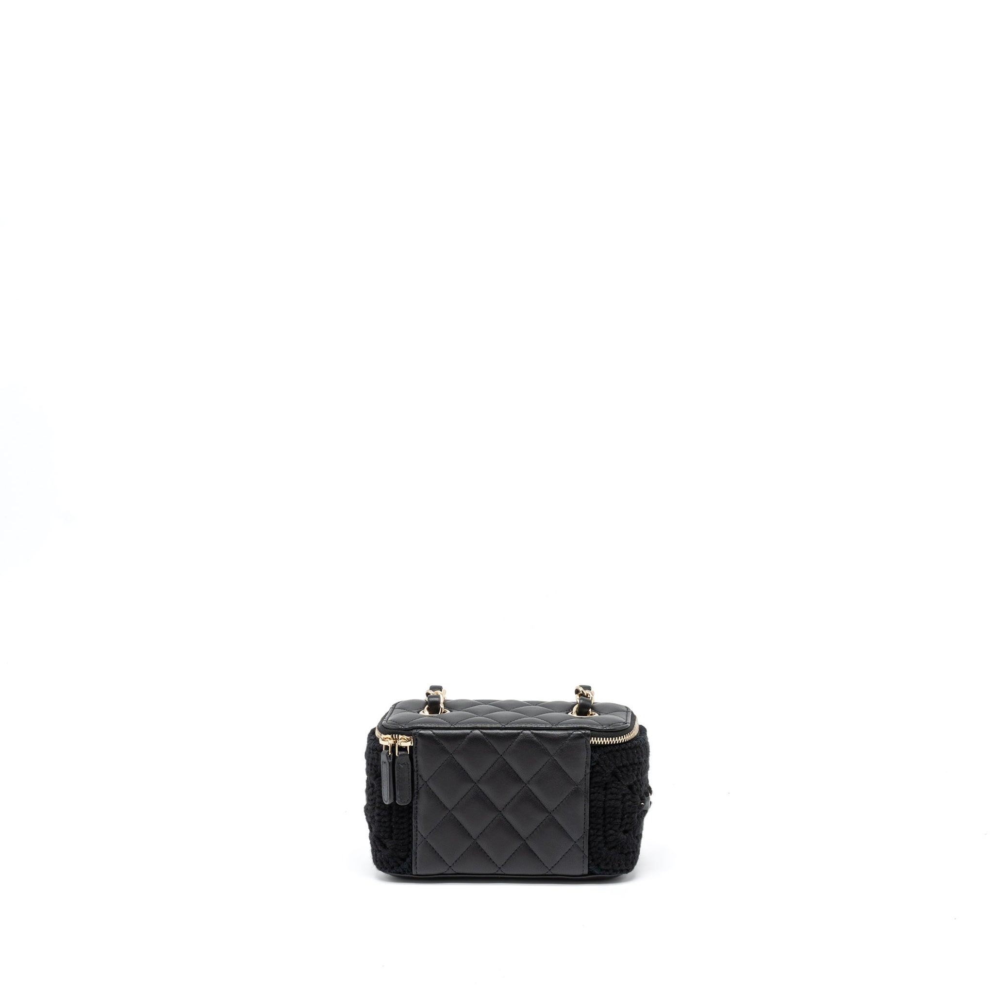 CHANEL LONG VANITY WITH GIANT CHAIN TWEED/LAMBSKIN BLACK LGHW