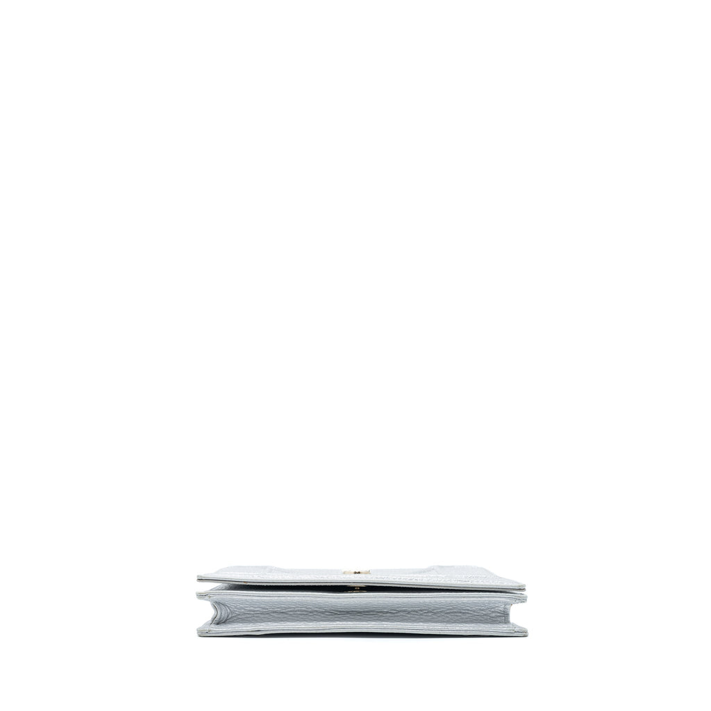 DIOR DIORAMA WALLET ON CHAIN CALFSKIN LIGHT GREY GHW