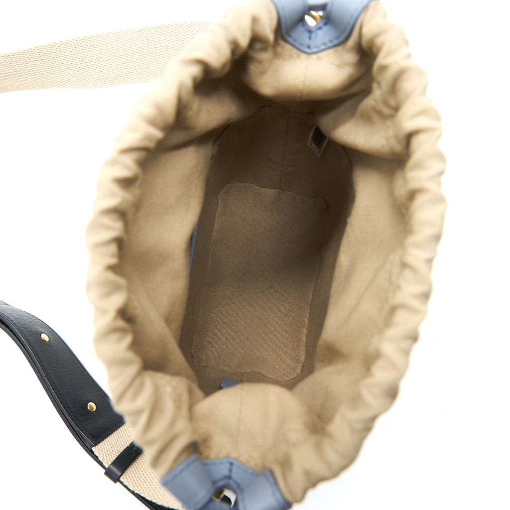CHLOE ROY BUCKET LEATHER CROSS BODY BAG LIGHT BLUE